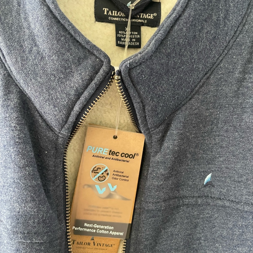 Tailor Vintage Navy and Cream Zip-Up Jacket
